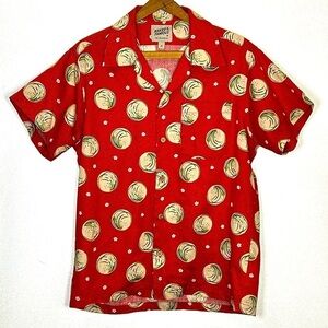 Naked & Famous Button Down Short Sleeve Hawaiian Shirt Made in Canada Medium Sun